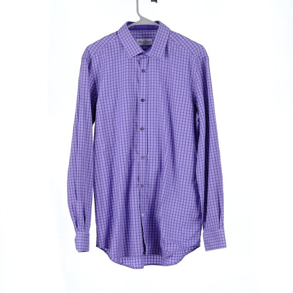 Robert Graham Purple Button Front Shirt Men's 42 16.5 - Picture 1 of 11